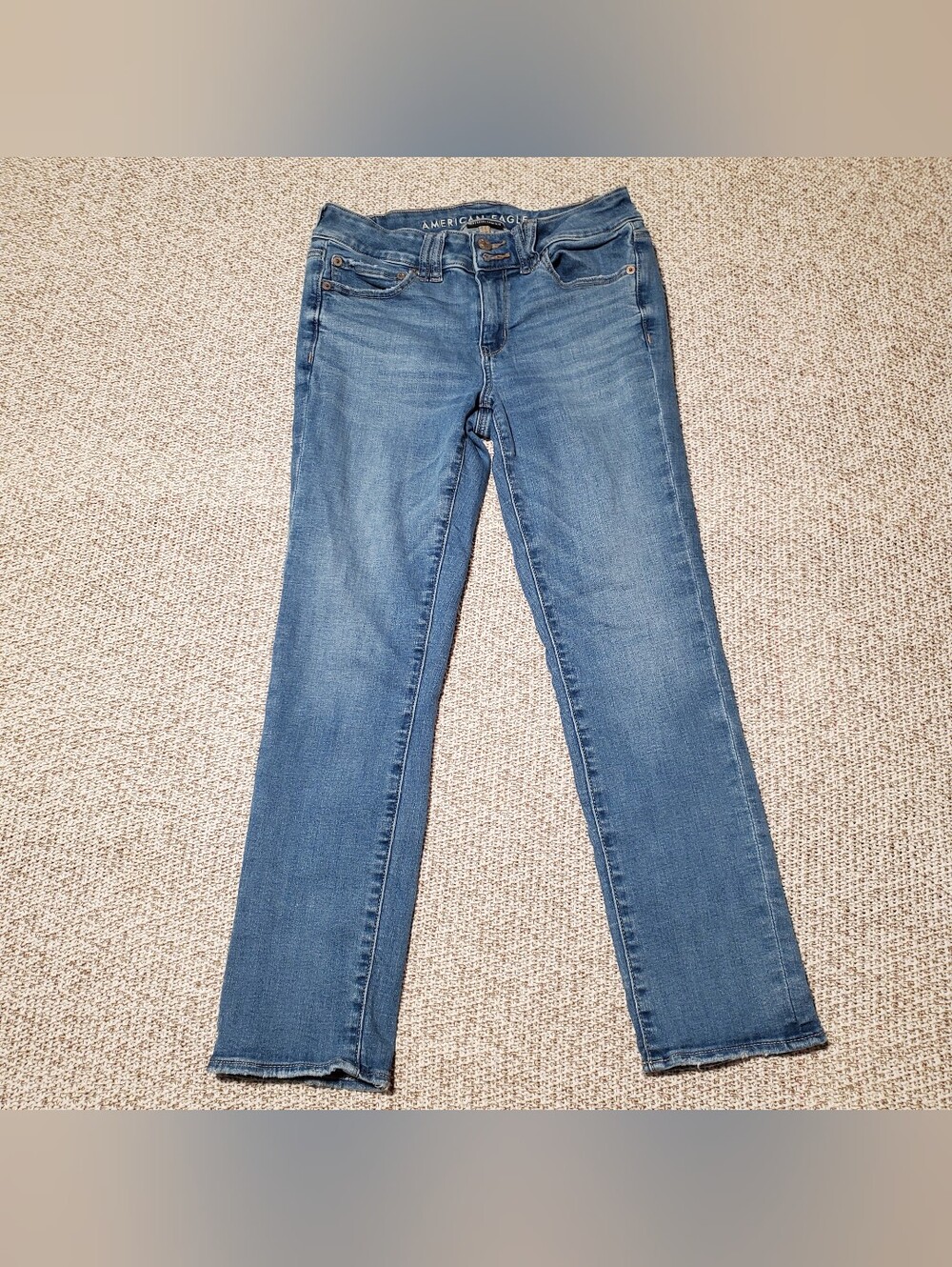 American Eagle Outfitters Blue Straight-Leg Jeans for Women